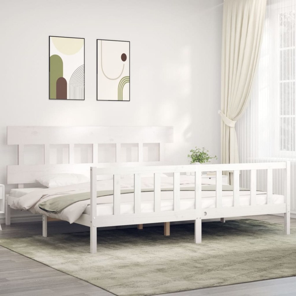 vidaXL Sängram utan madrass vit 200x200 cm massiv furu