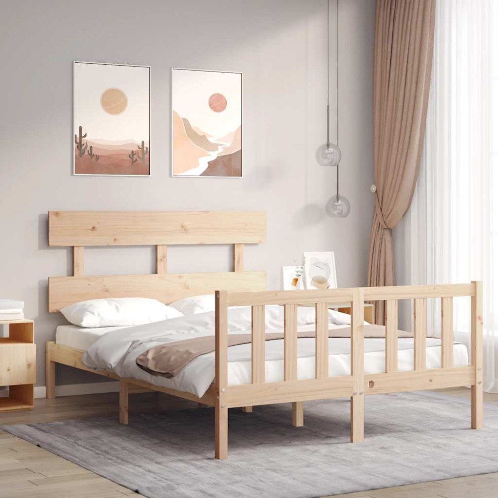 vidaXL Sängram utan madrass 140x200 cm massiv furu