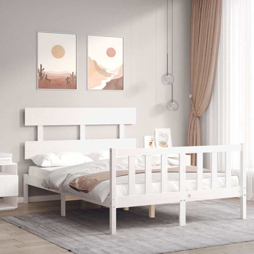 vidaXL Sängram utan madrass vit 120x200 cm massiv furu