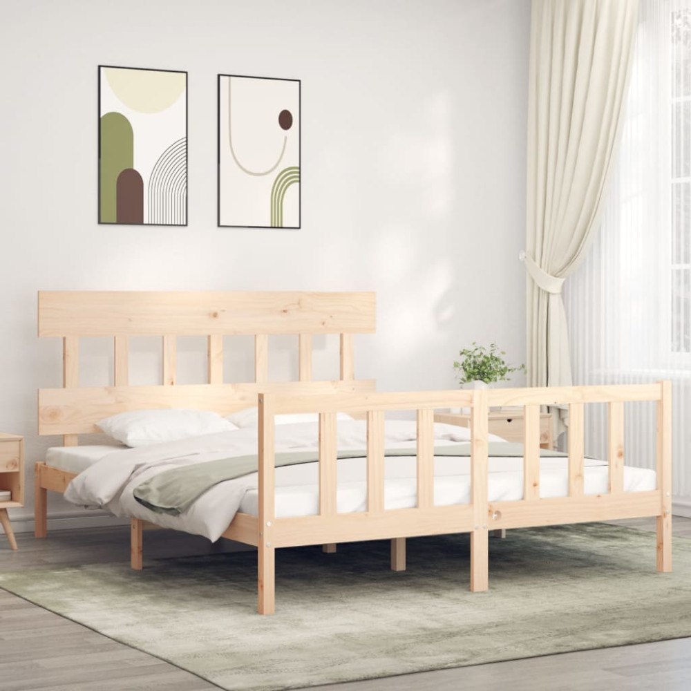 vidaXL Sängram utan madrass 160x200 cm massiv furu
