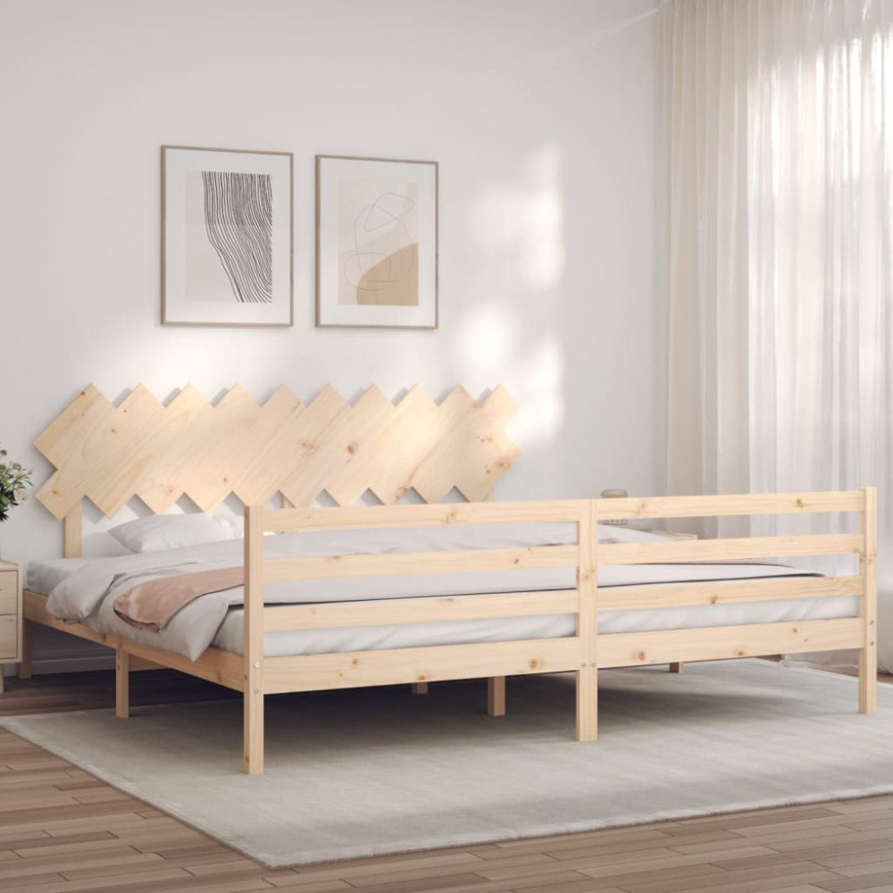 vidaXL Sängram med huvudgavel 200x200 cm massivt trä