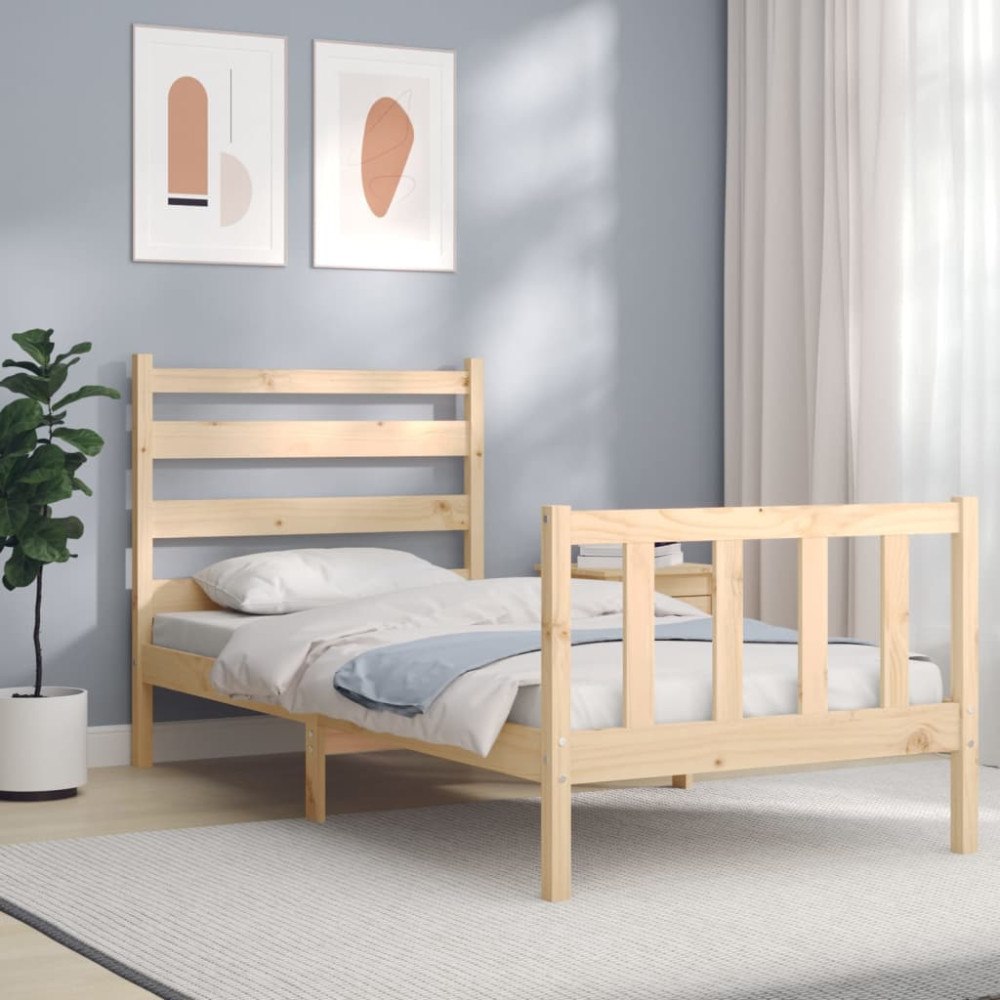 vidaXL Sängram utan madrass 90x190 cm massiv furu