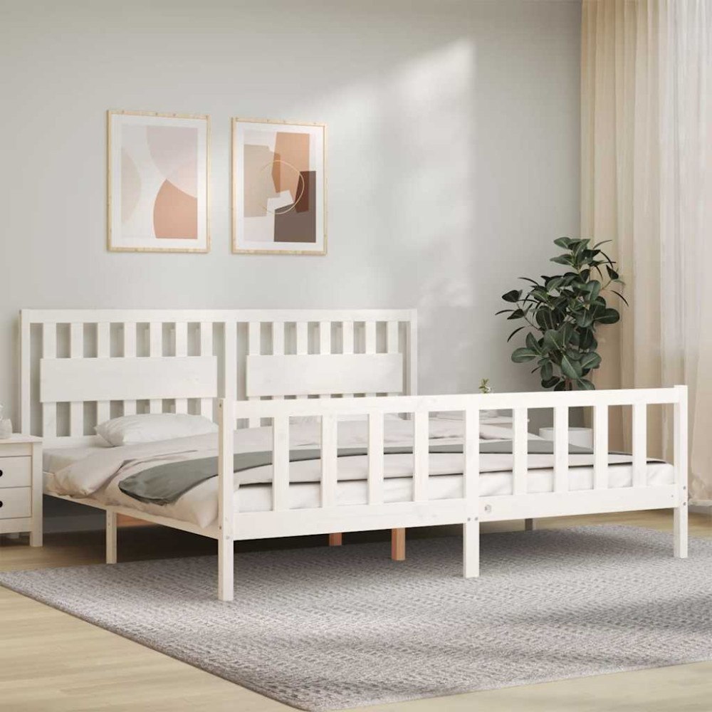 vidaXL Sängram utan madrass vit 200x200 cm massiv furu