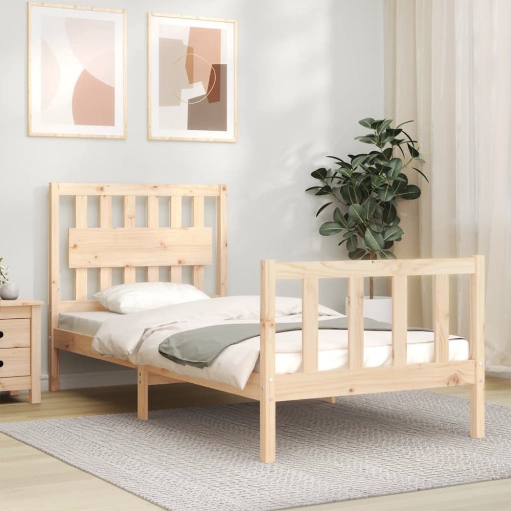 vidaXL Sängram utan madrass 90x200 cm massiv furu