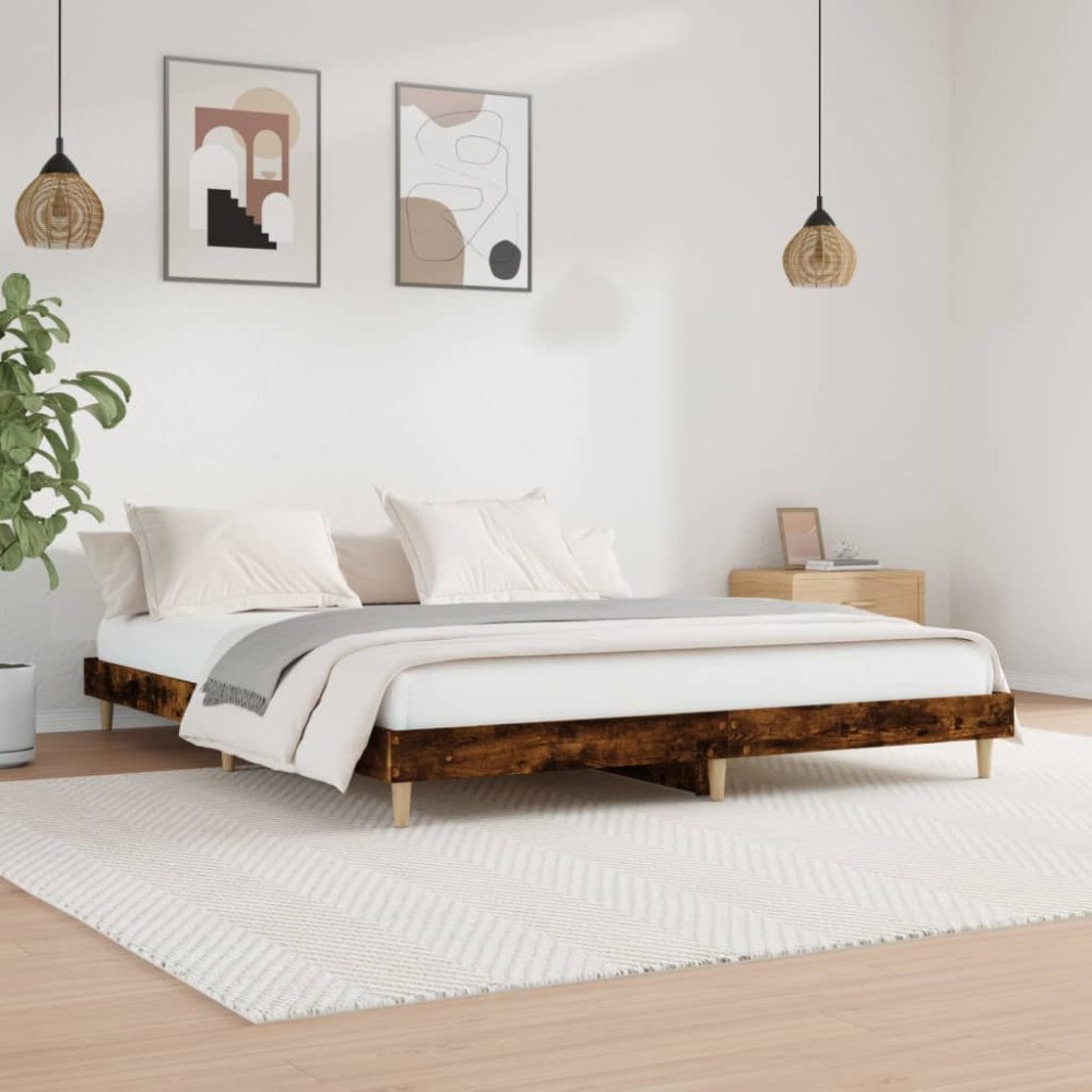 vidaXL Sängram utan madrass rökfärgad ek 140x200 cm konstruerad trä