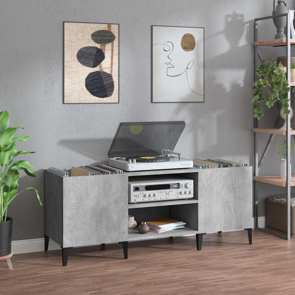 vidaXL Stereobänk betong-grå 121x38x48 cm konstruerat trä
