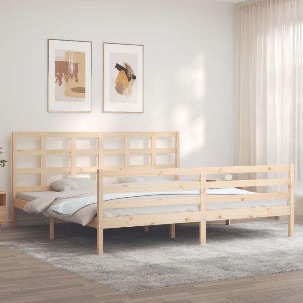 vidaXL Sängram med huvudgavel 200x200 cm massivt trä
