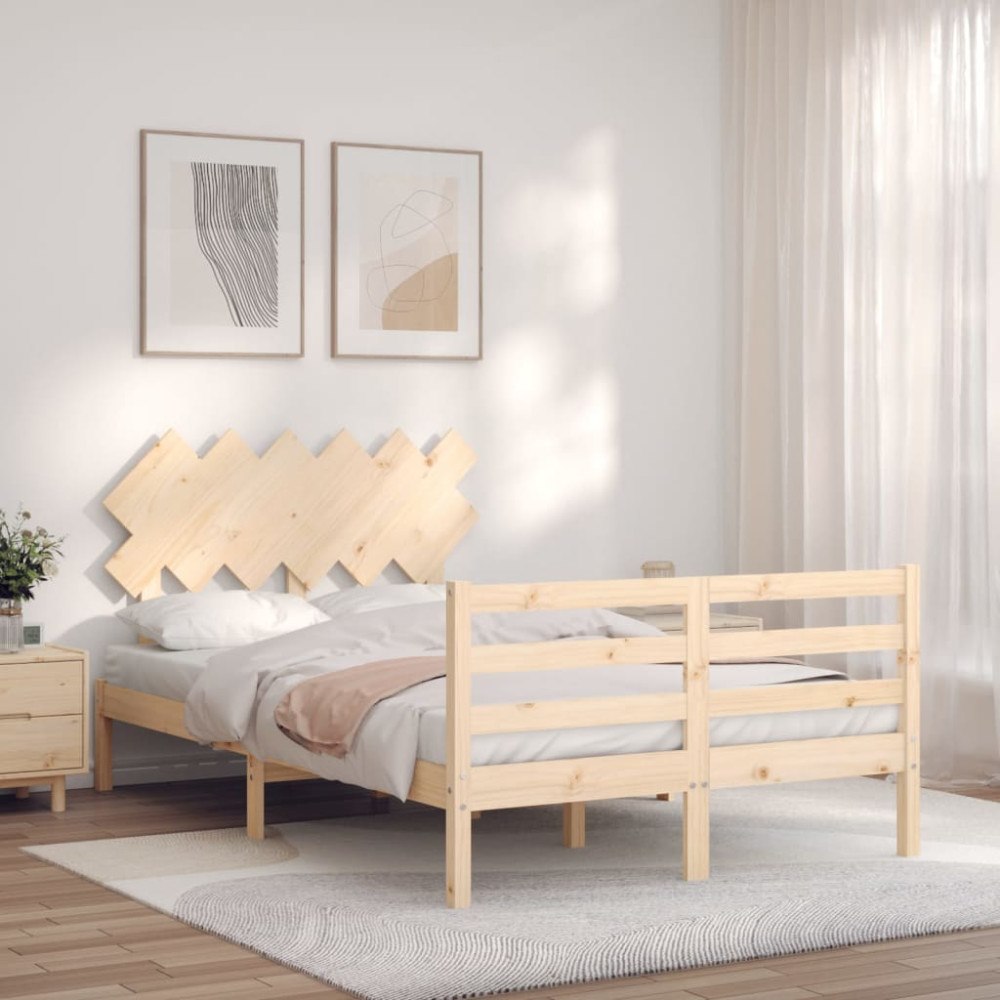vidaXL Sängram med huvudgavel 120x200 cm massivt trä