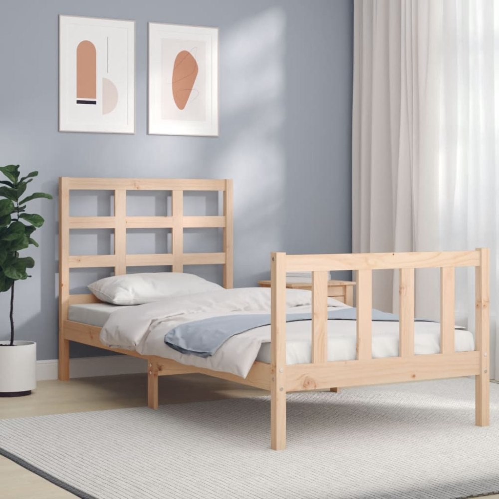 vidaXL Sängram utan madrass 90x200 cm massiv furu