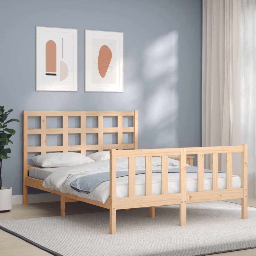 vidaXL Sängram utan madrass 140x190 cm massiv furu