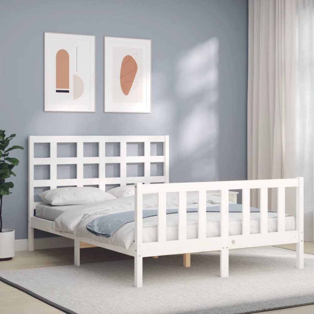 vidaXL Sängram utan madrass vit 120x200 cm massiv furu