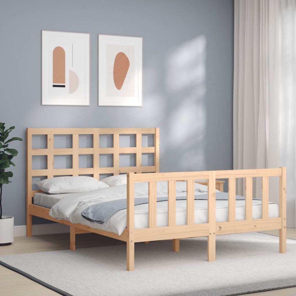 vidaXL Sängram utan madrass 140x200 cm massiv furu