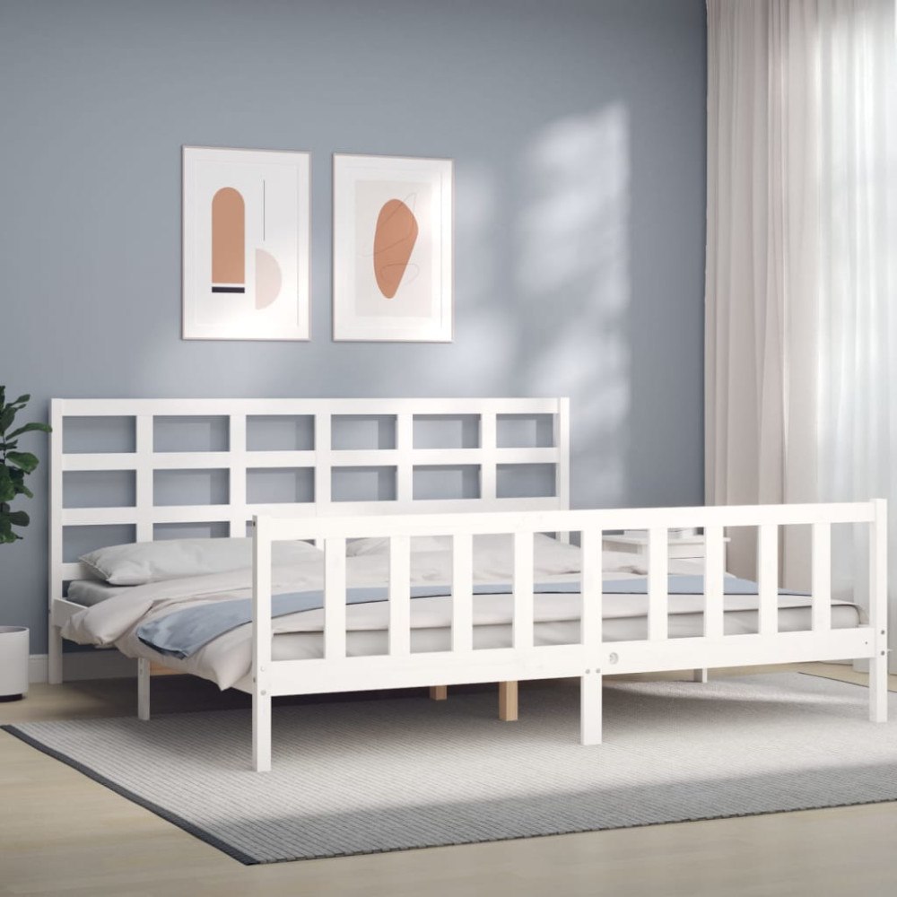 vidaXL Sängram utan madrass vit 200x200 cm massiv furu