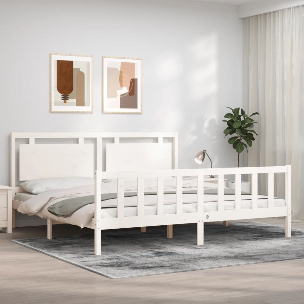 vidaXL Sängram utan madrass vit 200x200 cm massiv furu