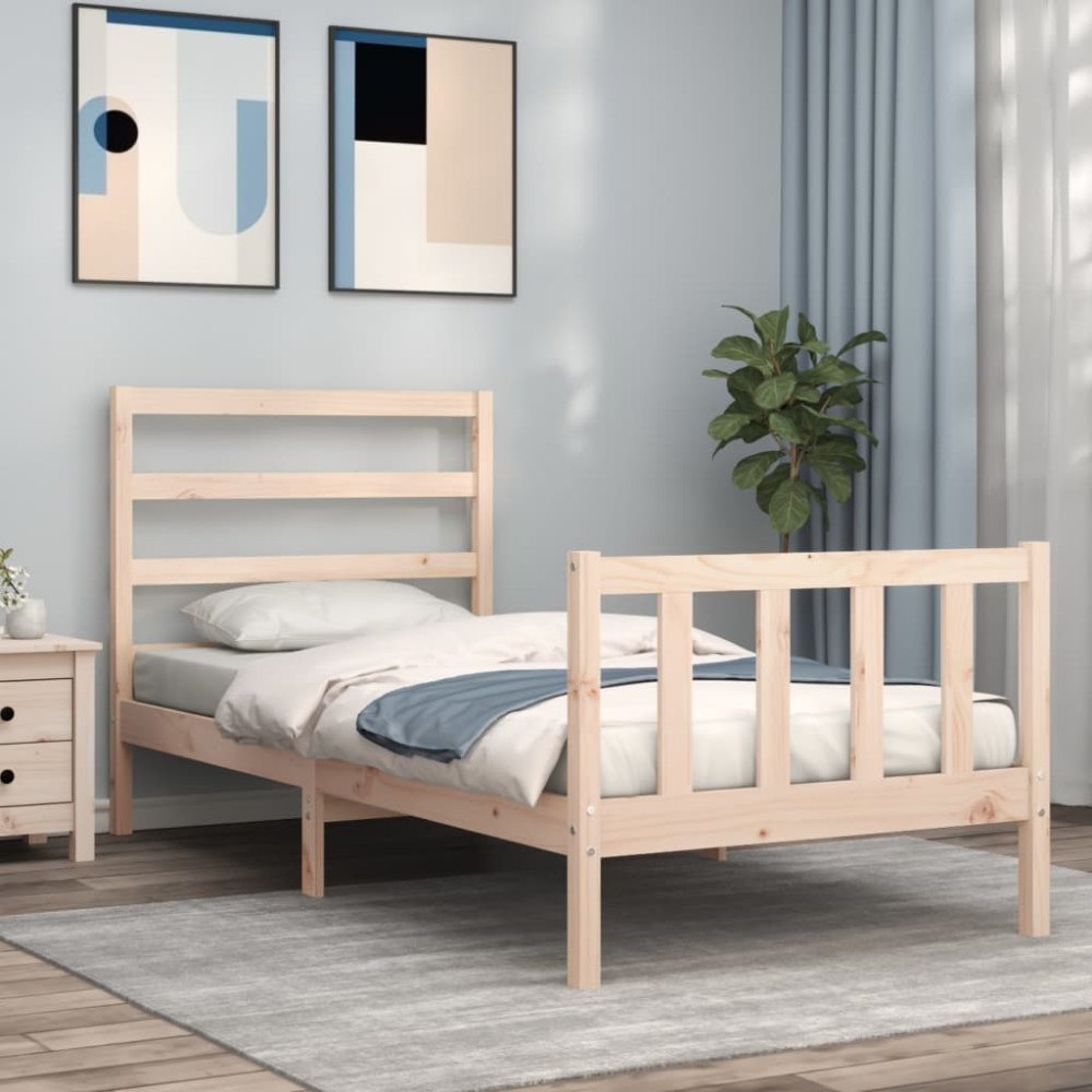 vidaXL Sängram utan madrass 90x200 cm massiv furu
