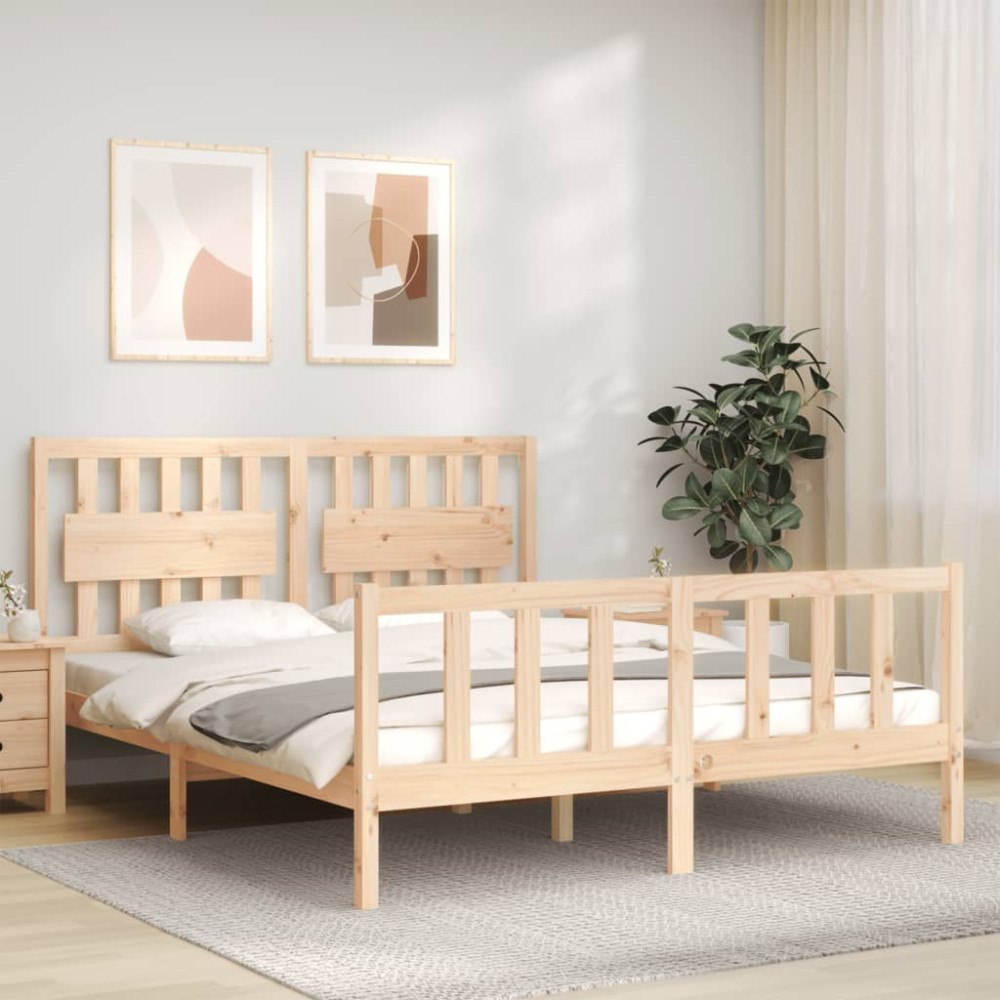 vidaXL Sängram utan madrass 160x200 cm massiv furu