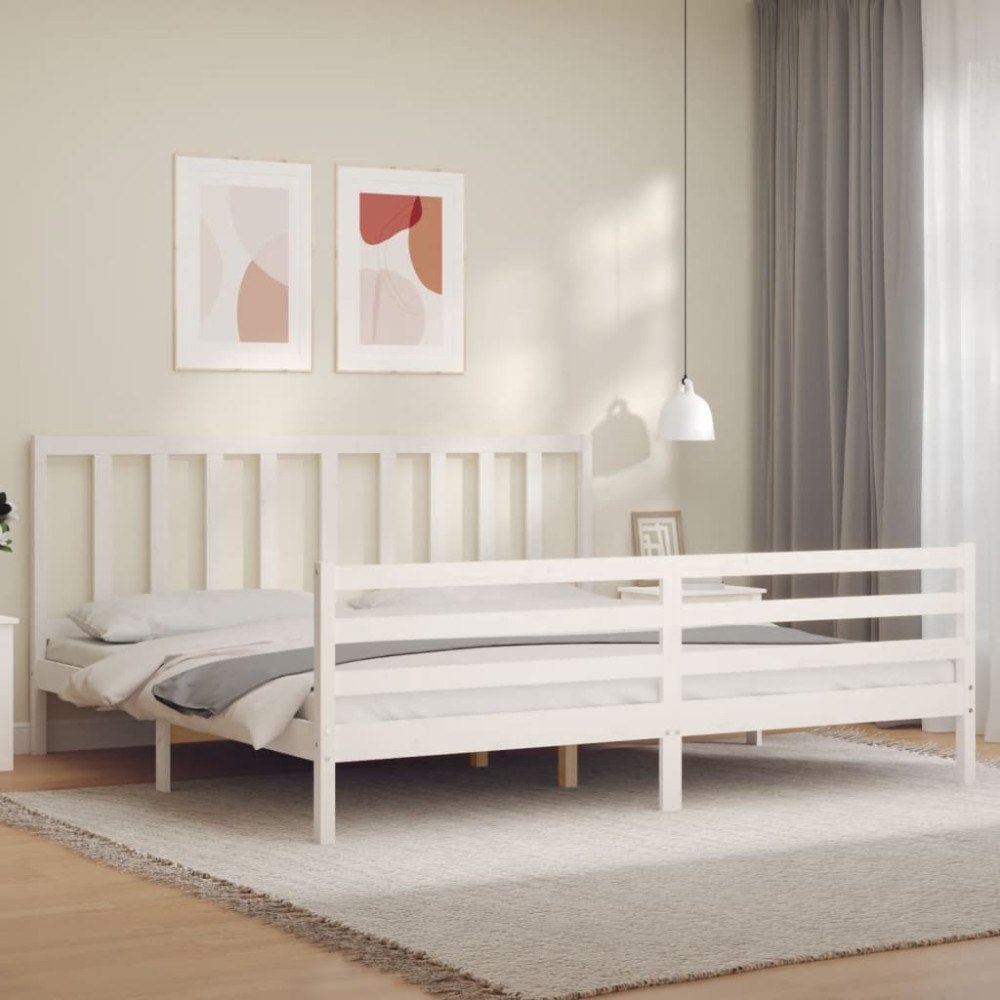 vidaXL Sängram utan madrass vit 200x200 cm massiv furu
