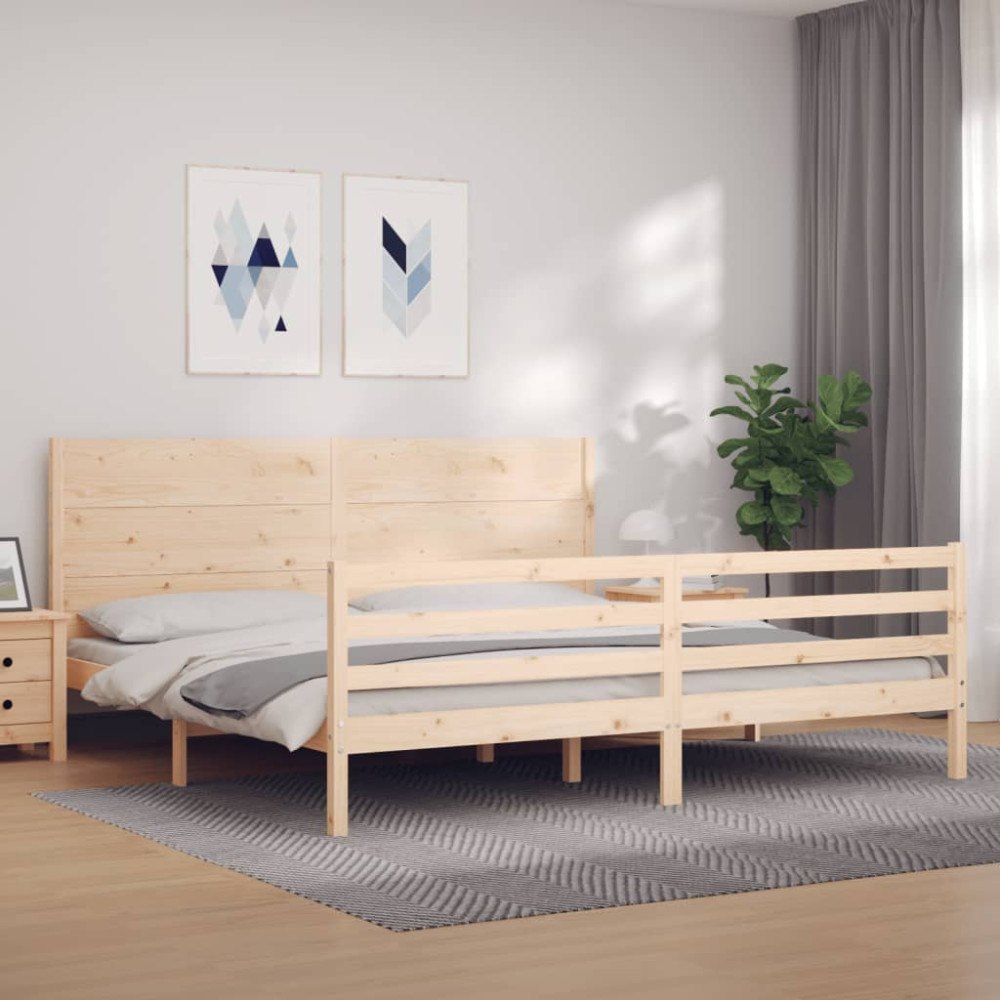 vidaXL Sängram med huvudgavel 200x200 cm massivt trä