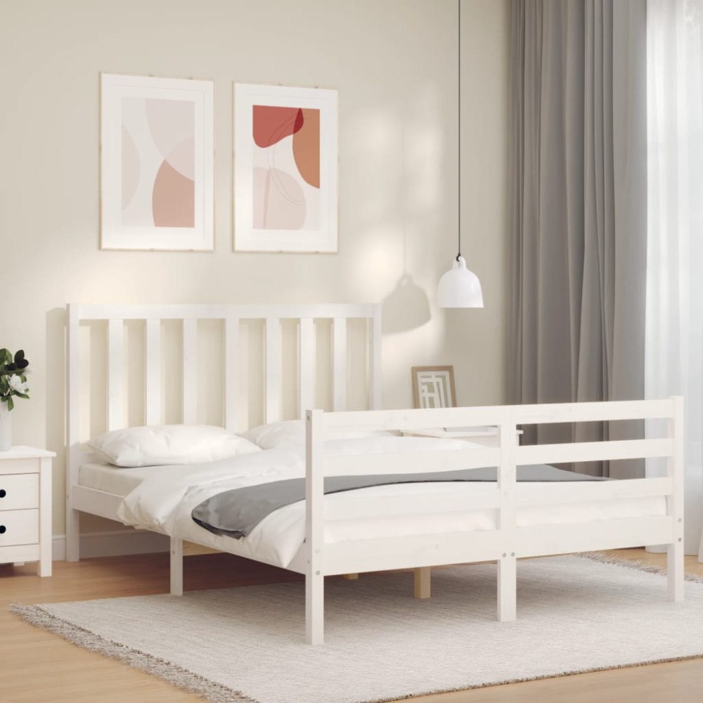vidaXL Sängram utan madrass vit 120x200 cm massiv furu