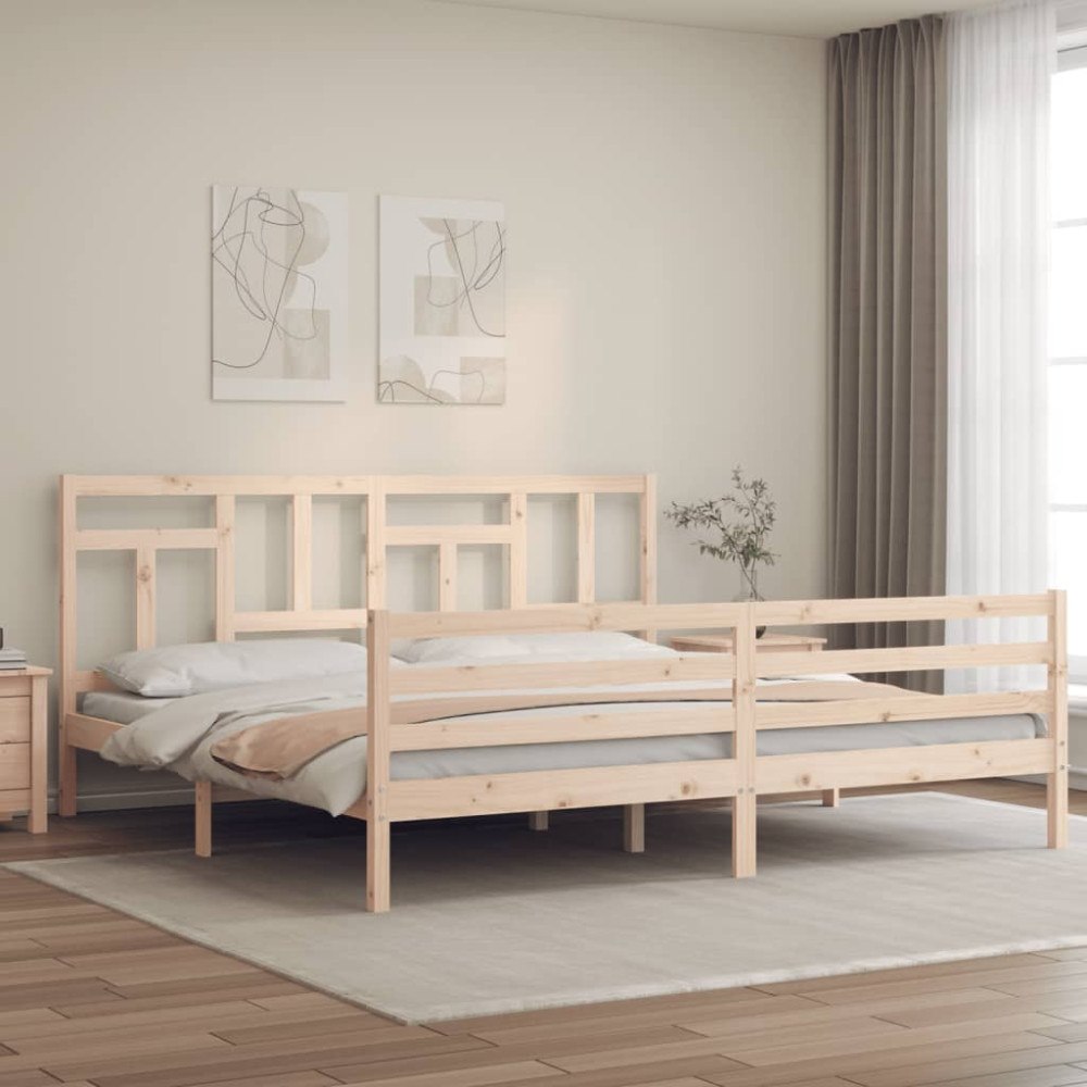 vidaXL Sängram med huvudgavel 200x200 cm massivt trä