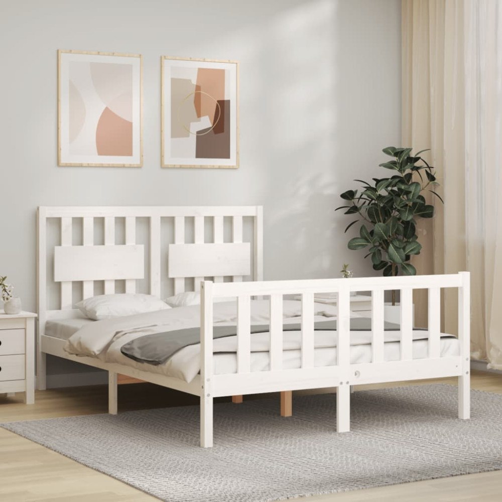 vidaXL Sängram utan madrass vit 120x200 cm massiv furu