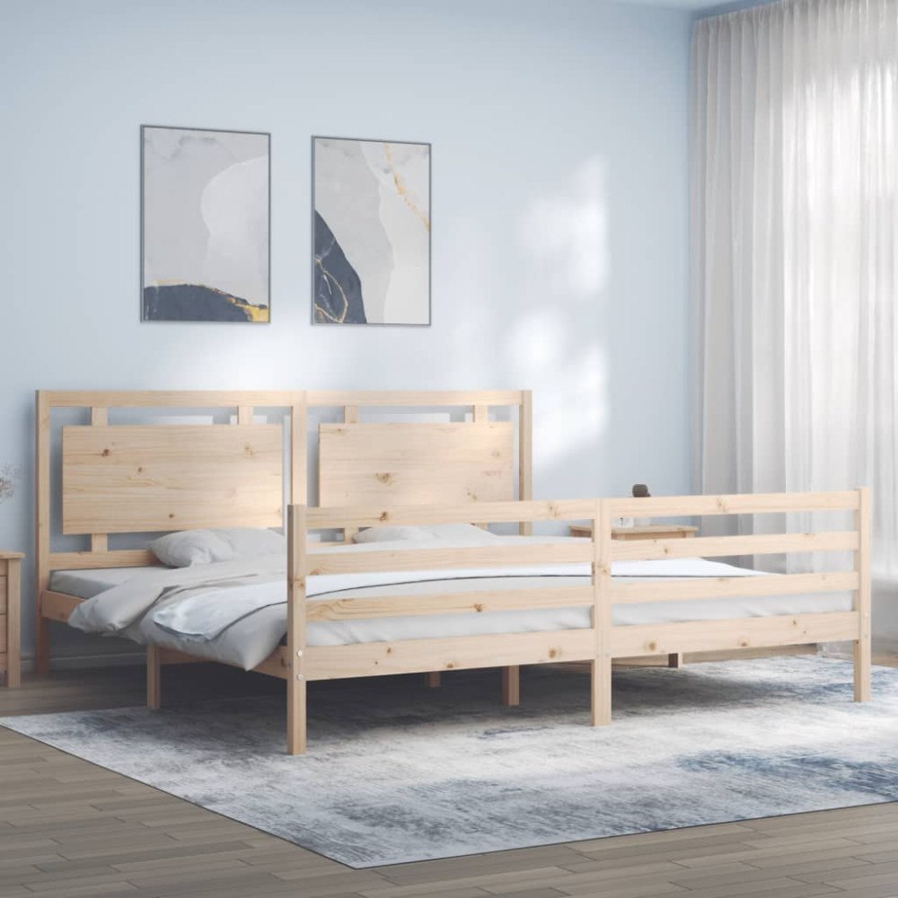 vidaXL Sängram med huvudgavel 200x200 cm massivt trä
