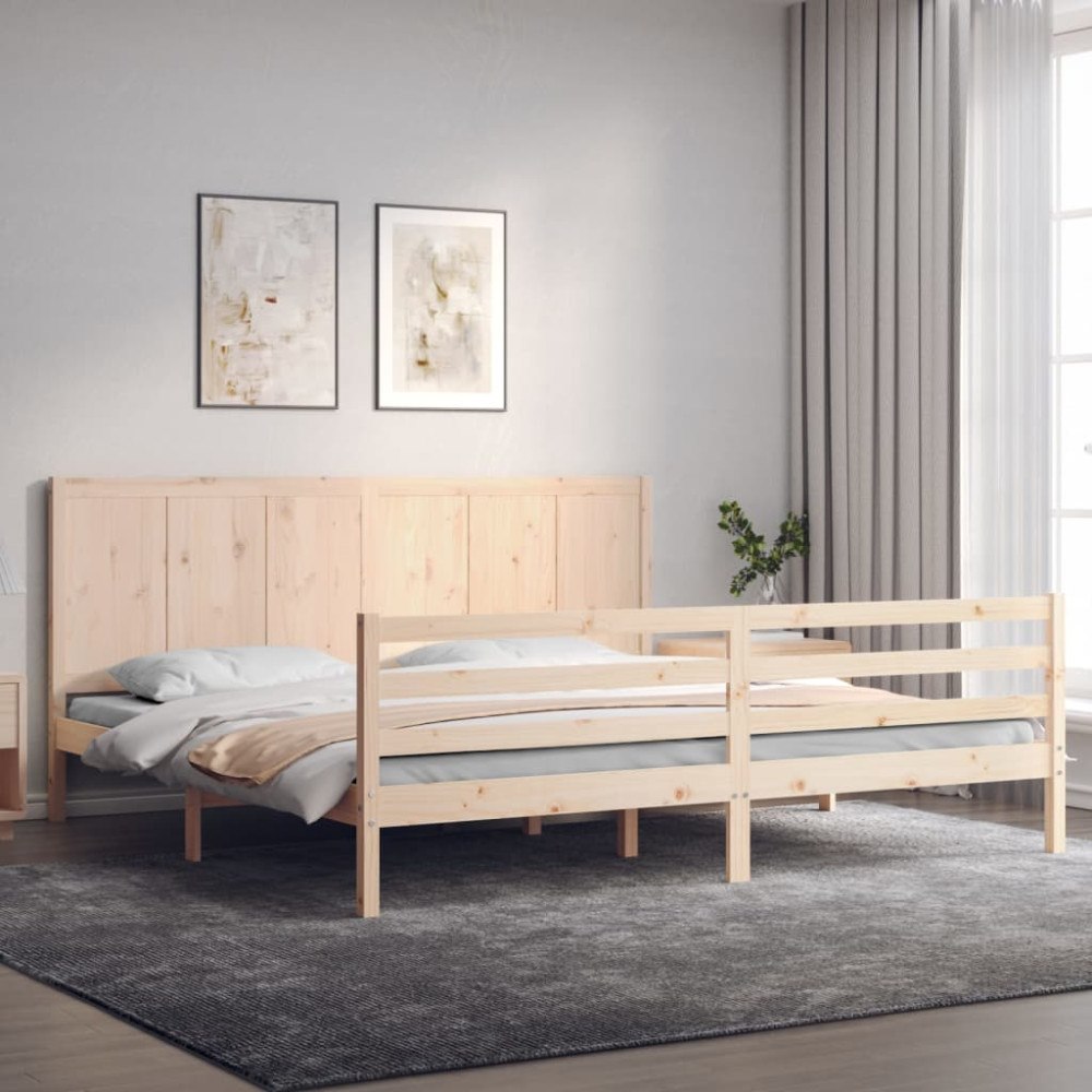 vidaXL Sängram med huvudgavel 200x200 cm massivt trä