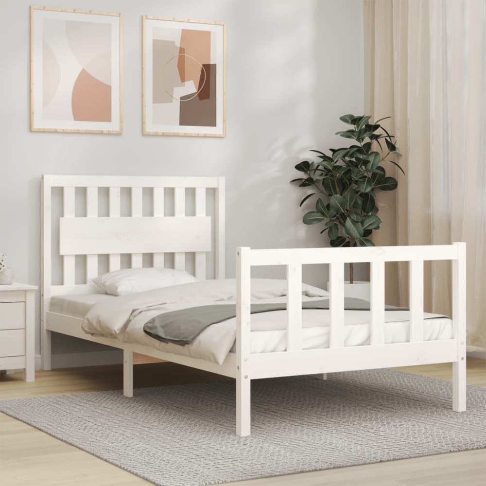 vidaXL Sängram utan madrass vit 100x200 cm massiv furu