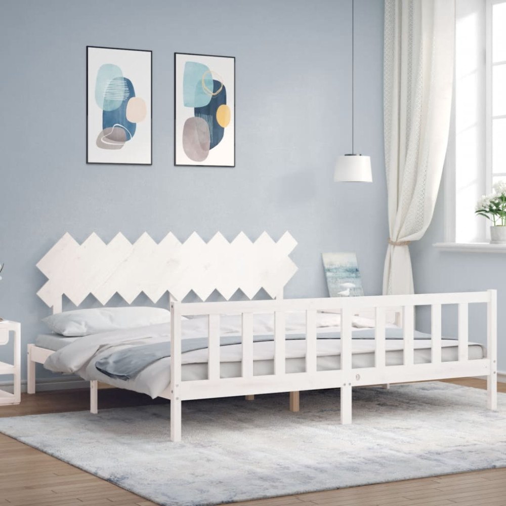 vidaXL Sängram utan madrass vit 200x200 cm massiv furu