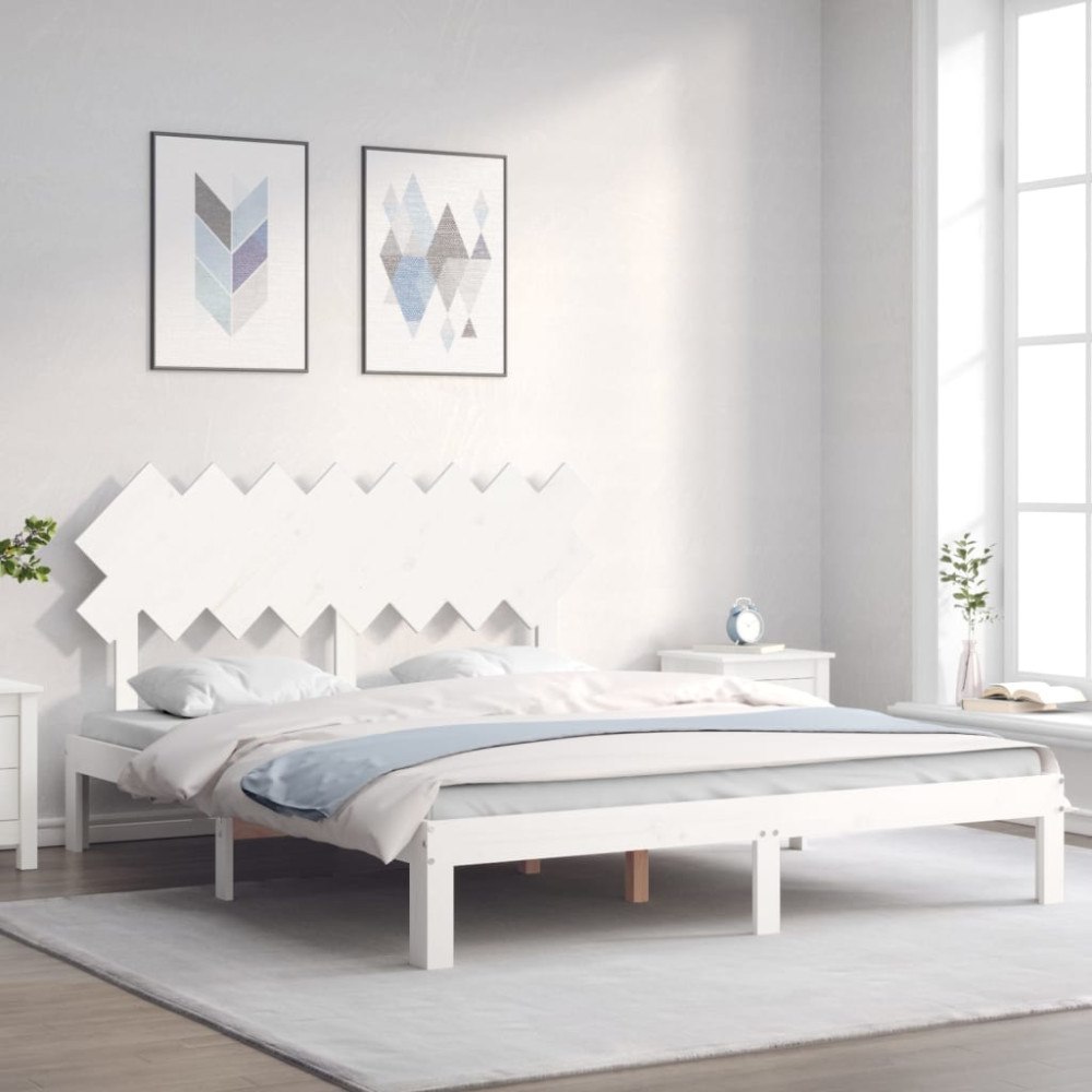 vidaXL Sängram utan madrass vit 160x200 cm massiv furu