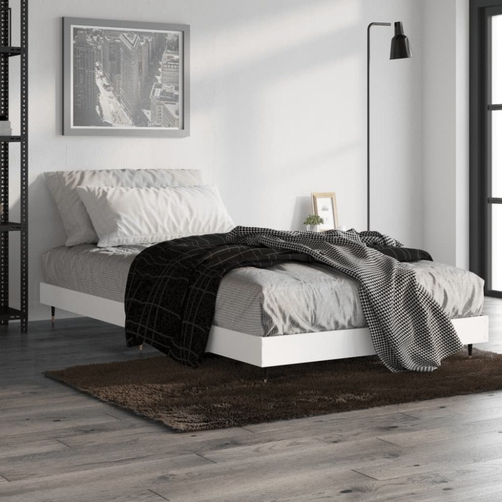vidaXL Sängram vit 90x200 cm konstruerat trä
