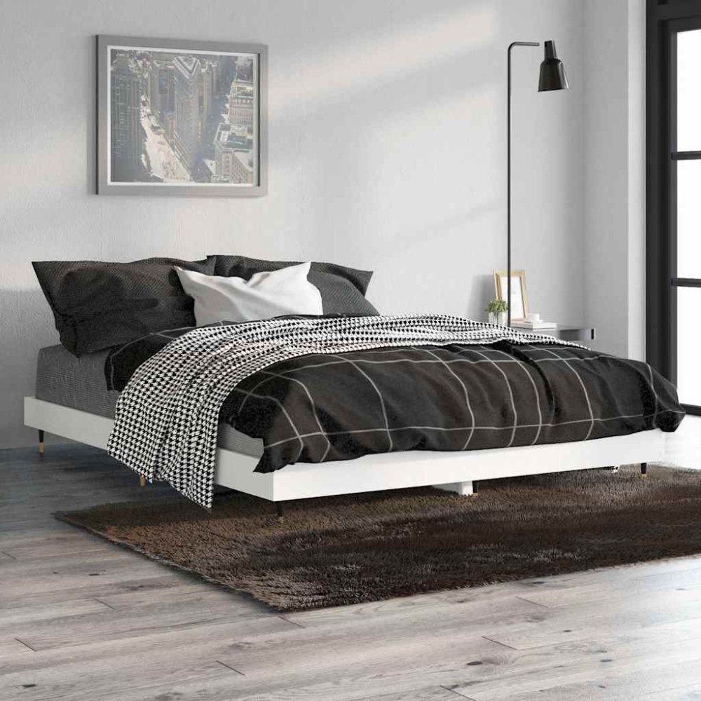 vidaXL Sängram vit 140x190 cm konstruerat trä