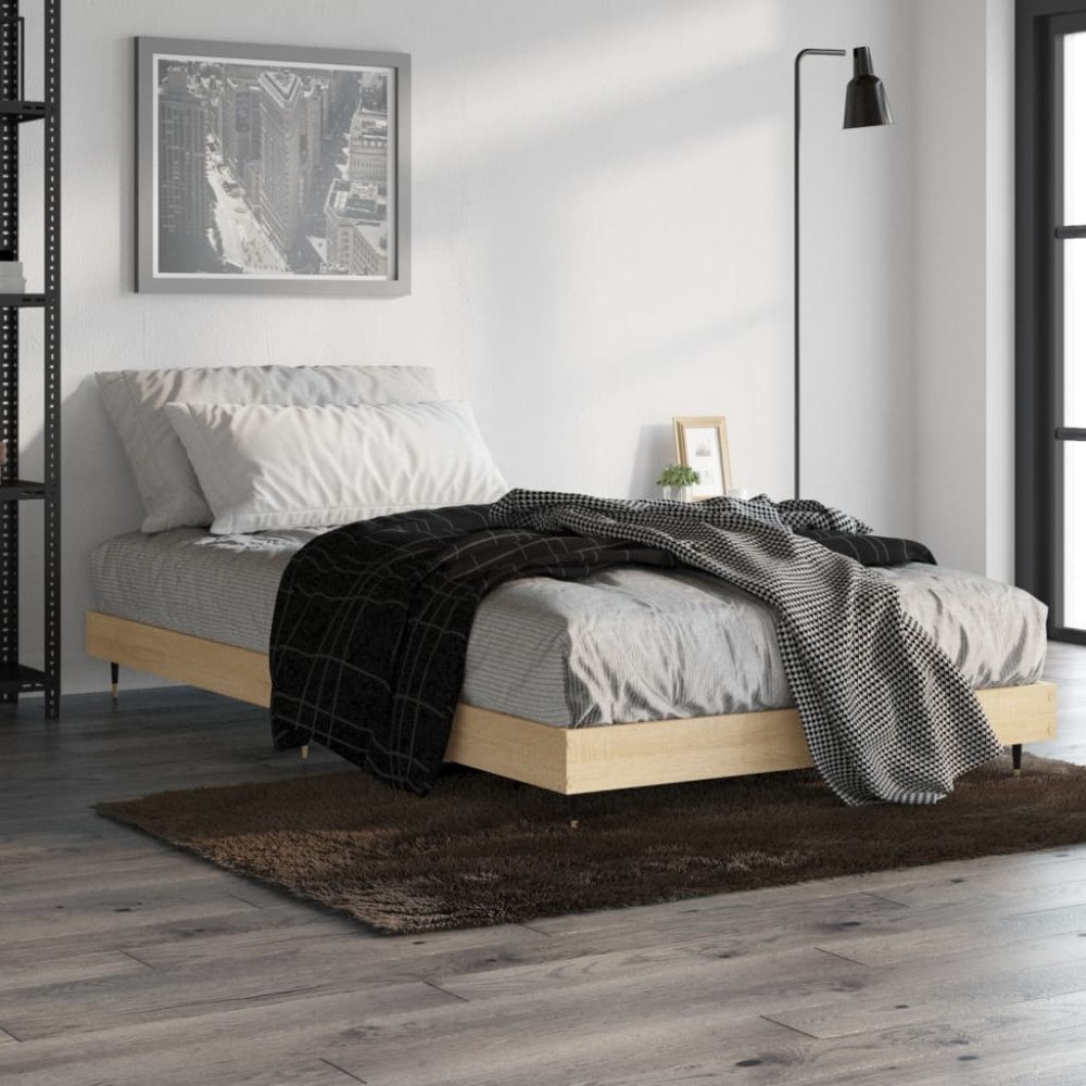 vidaXL Sängram utan madrass sonoma-ek 100x200 cm konstruerad trä