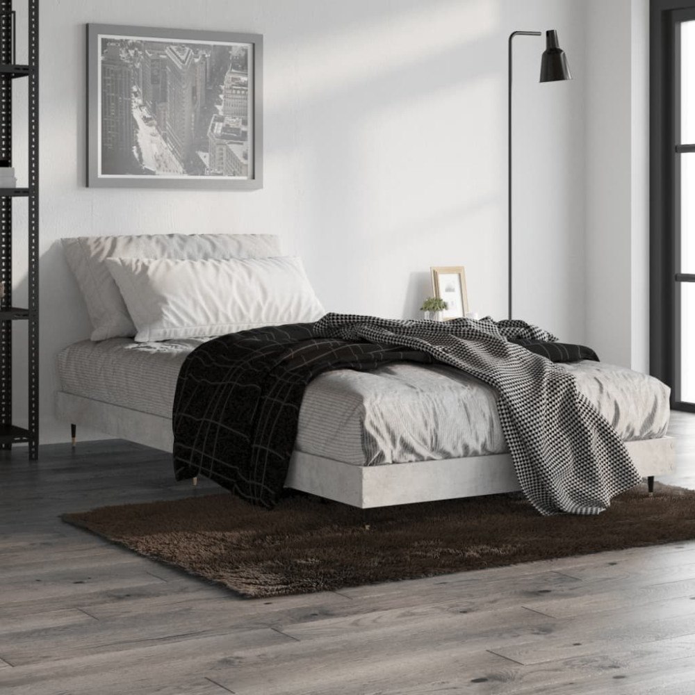 vidaXL Sängram betonggrå 100x200 cm konstruerad trä