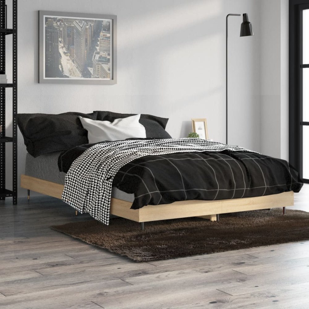 vidaXL Sängram utan madrass sonoma-ek 120x190 cm konstruerad trä