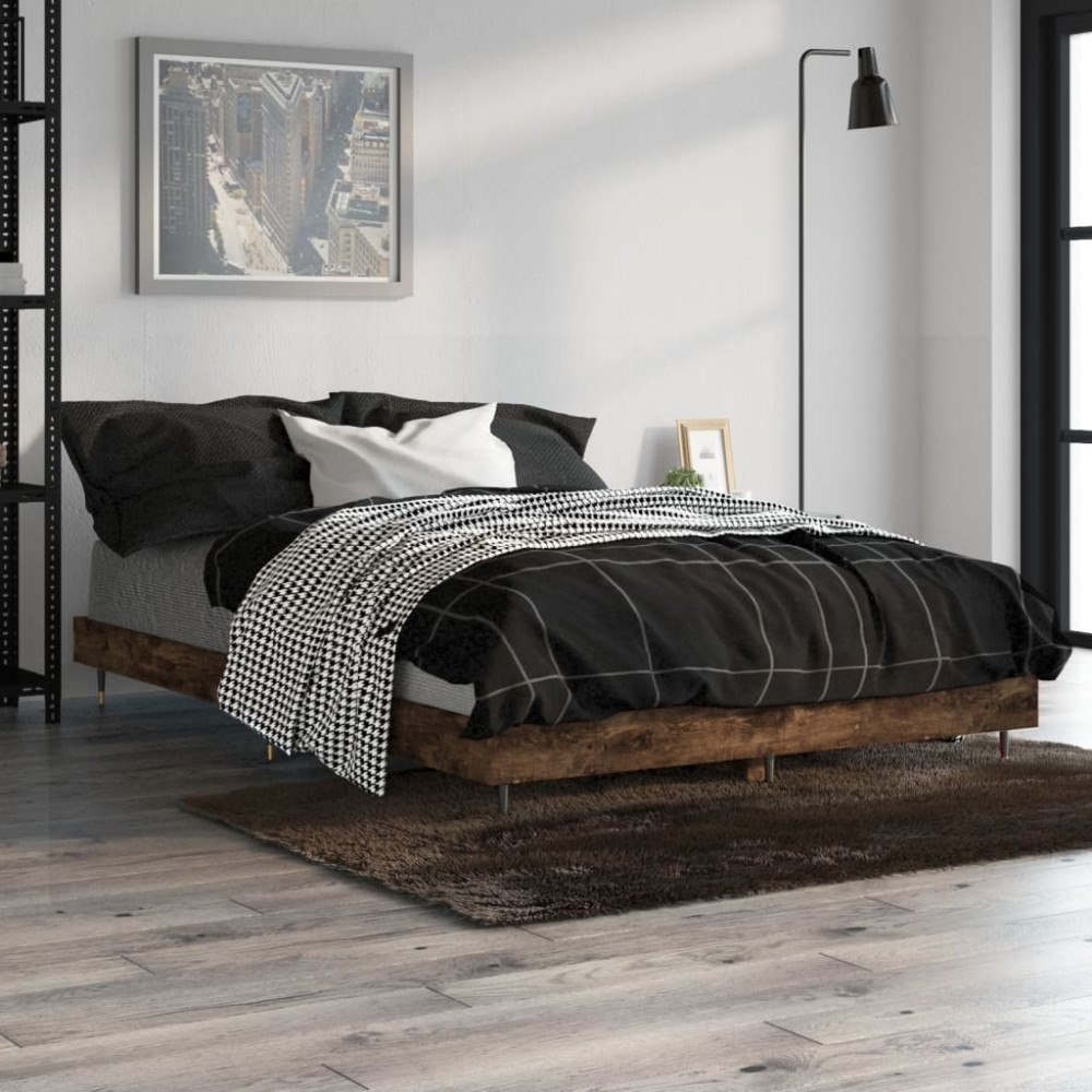 vidaXL Sängram utan madrass rökfärgad ek 120x190 cm konstruerad trä