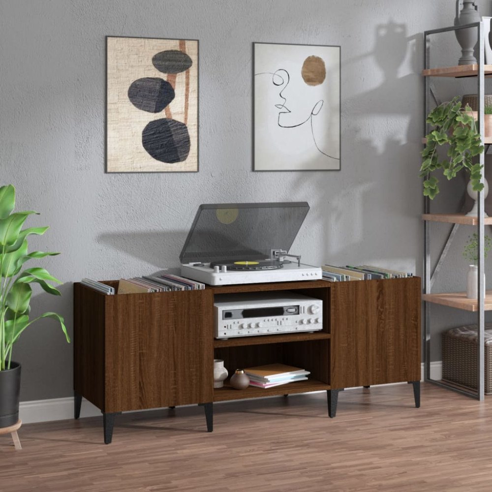 vidaXL Stereobänk brun ek 121x38x48 cm konstruerat trä