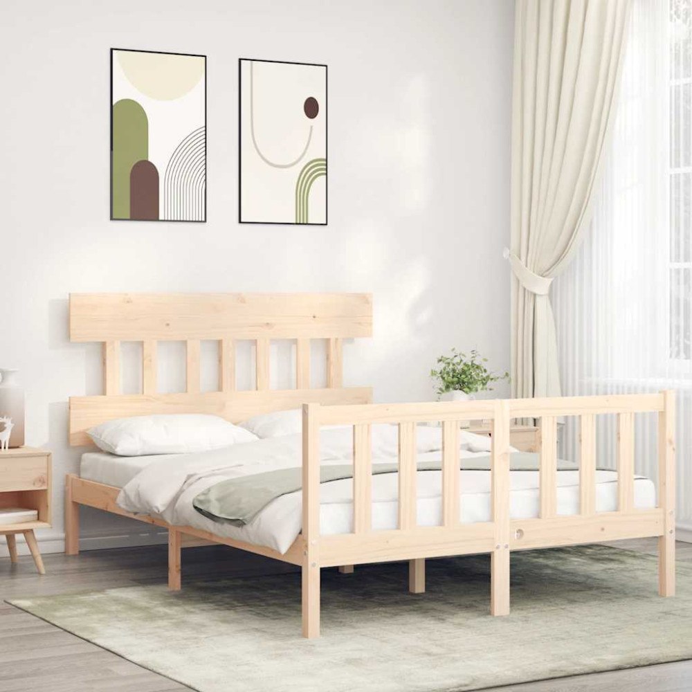 vidaXL Sängram utan madrass 140x190 cm massiv furu