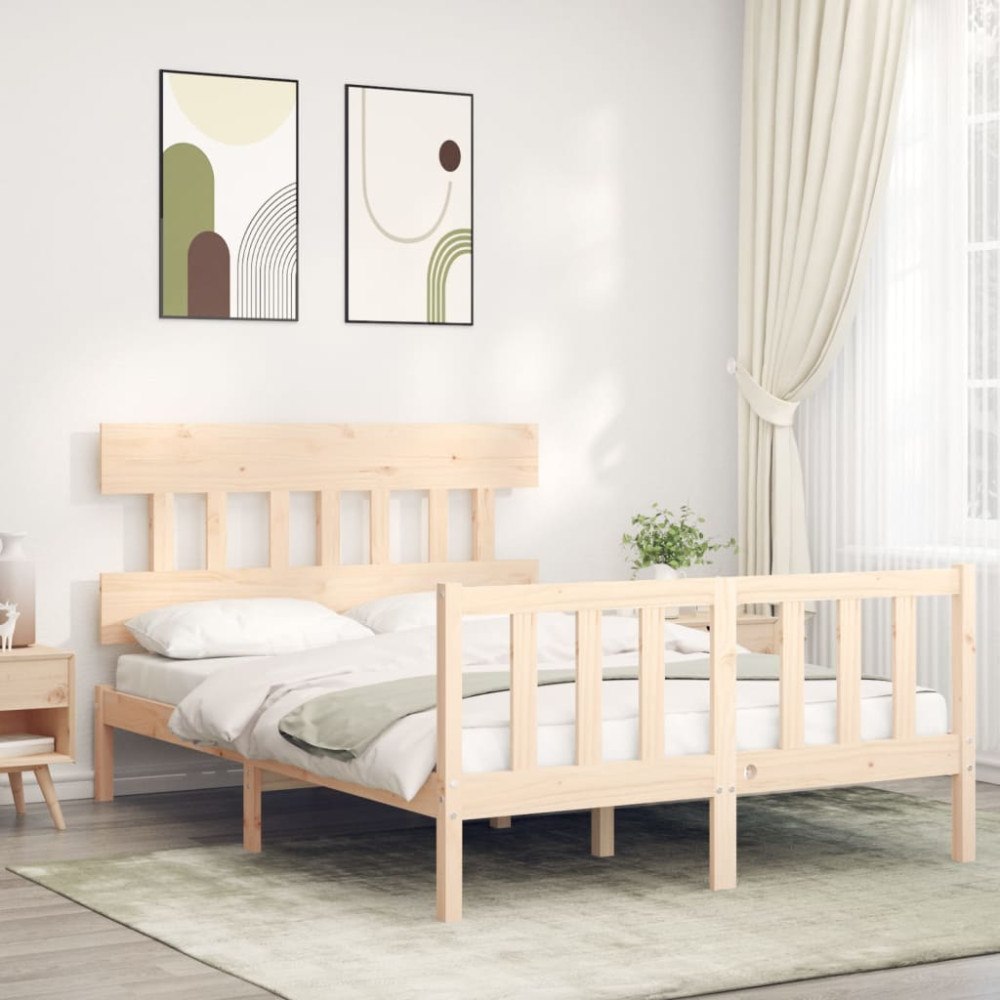 vidaXL Sängram utan madrass 140x200 cm massiv furu
