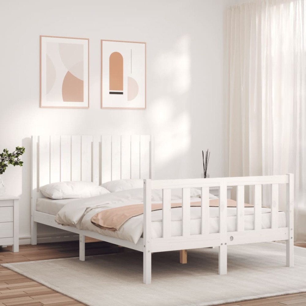 vidaXL Sängram utan madrass vit 120x200 cm massiv furu