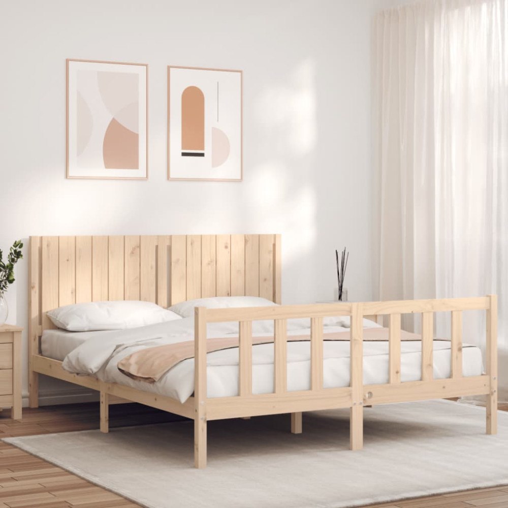 vidaXL Sängram utan madrass 160x200 cm massiv furu