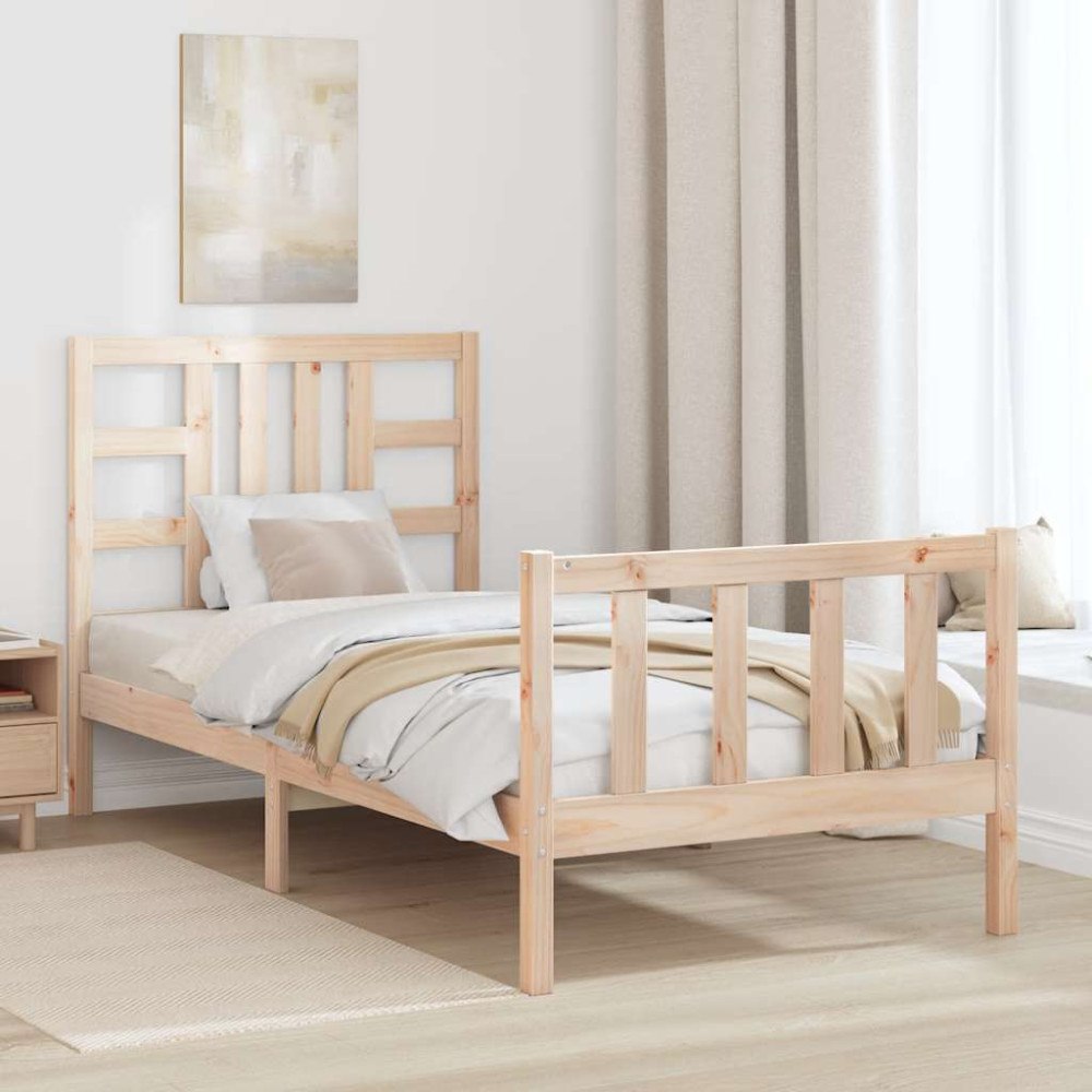 vidaXL Sängram utan madrass 90x200 cm massiv furu