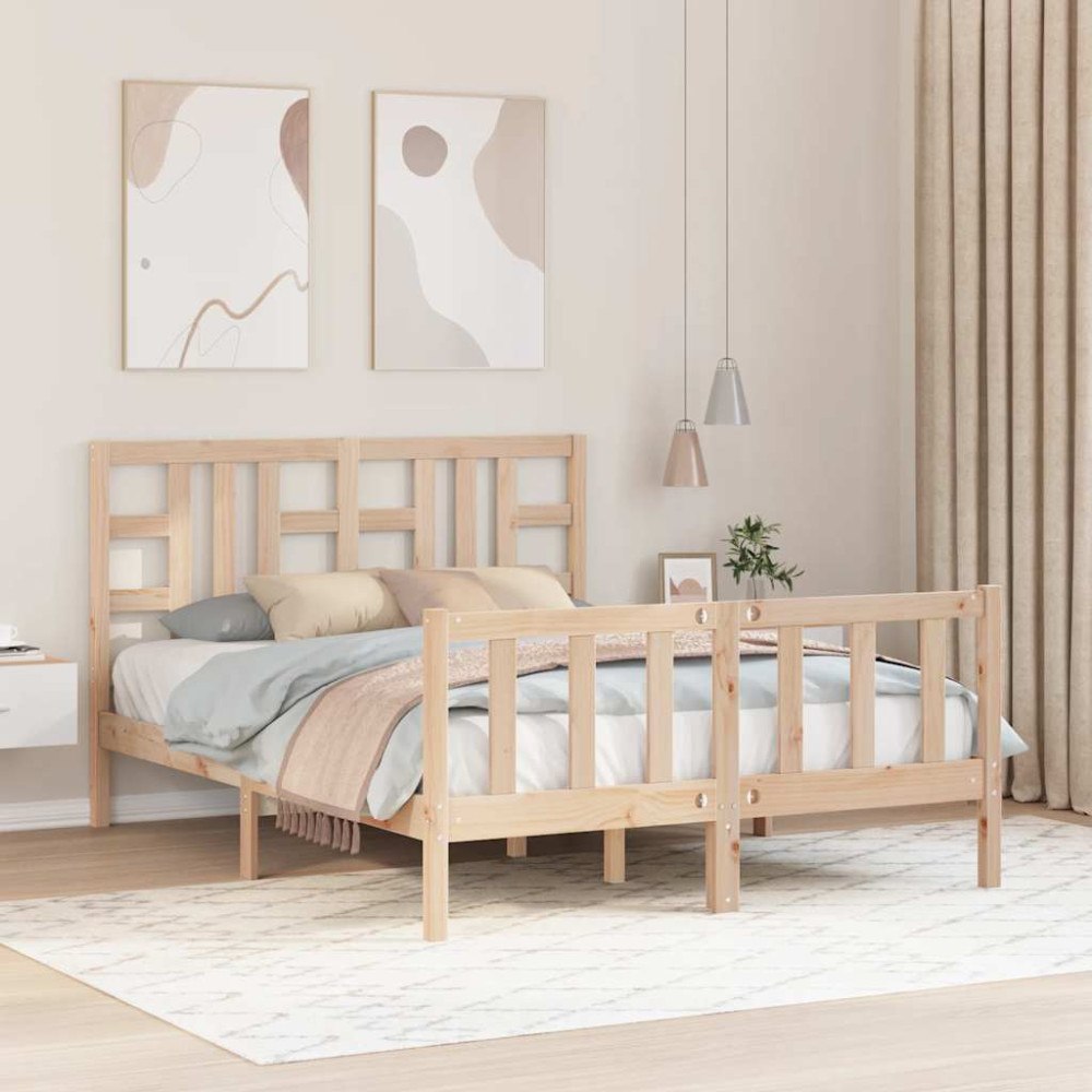vidaXL Sängram utan madrass 140x190 cm massiv furu