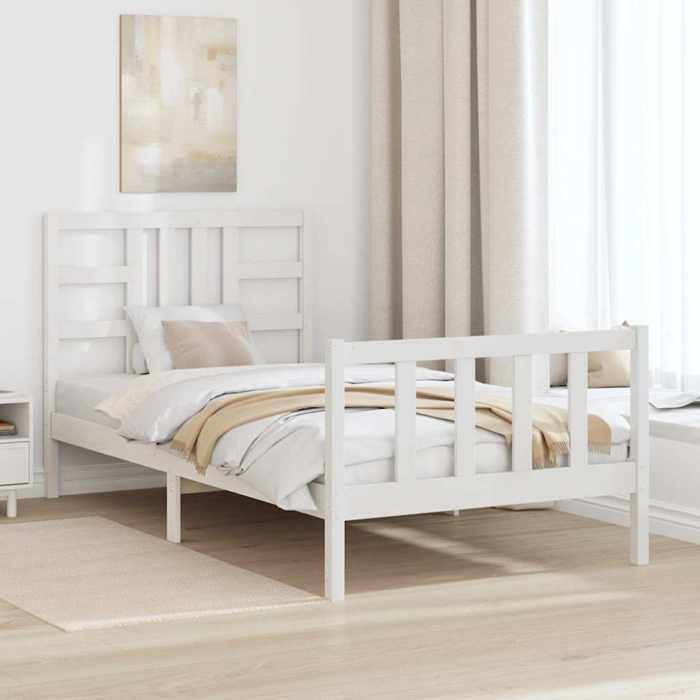 vidaXL Sängram utan madrass vit 100x200 cm massiv furu