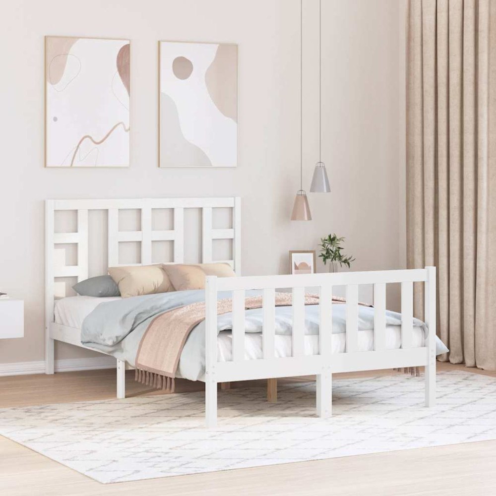 vidaXL Sängram utan madrass vit 120x200 cm massiv furu