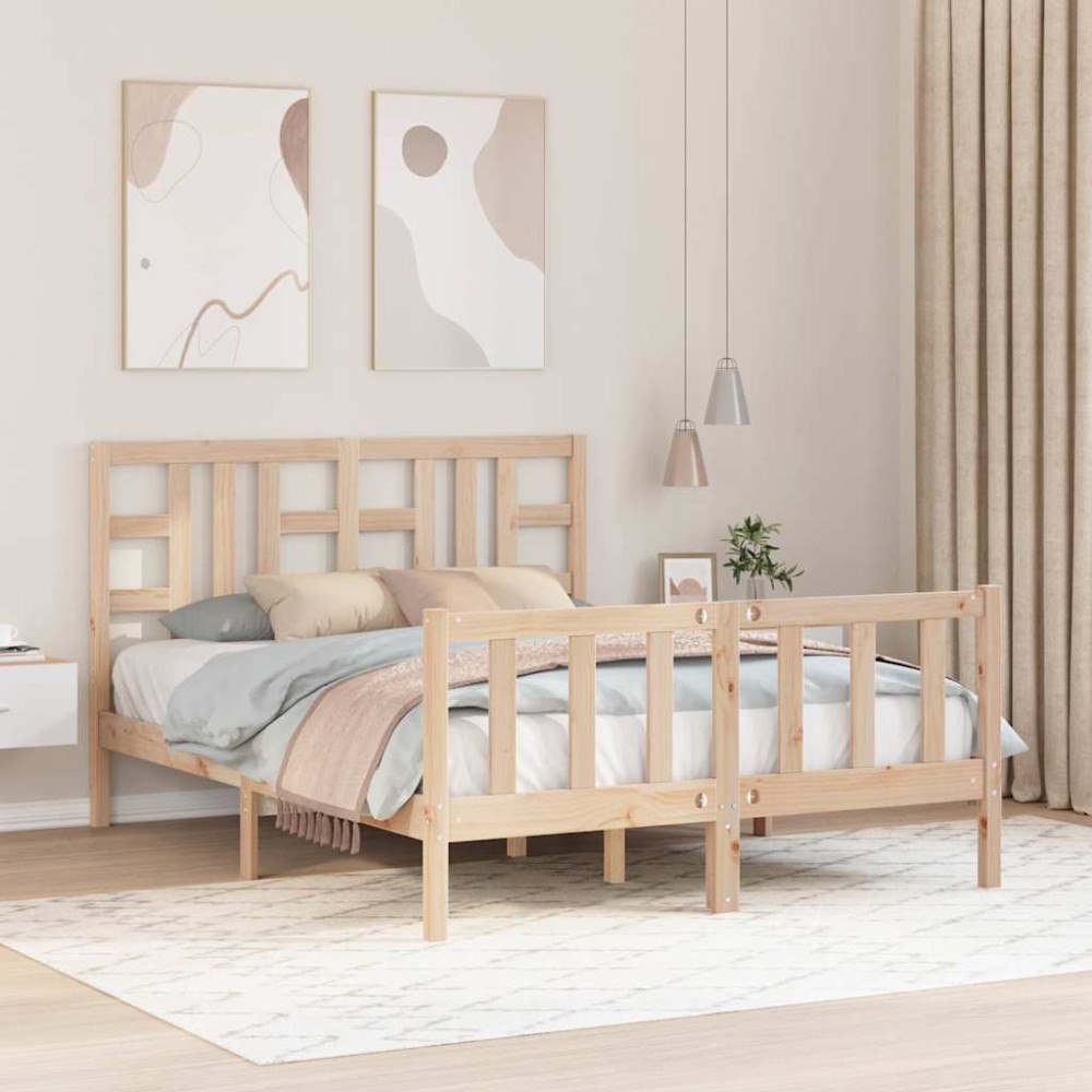 vidaXL Sängram utan madrass 140x200 cm massiv furu