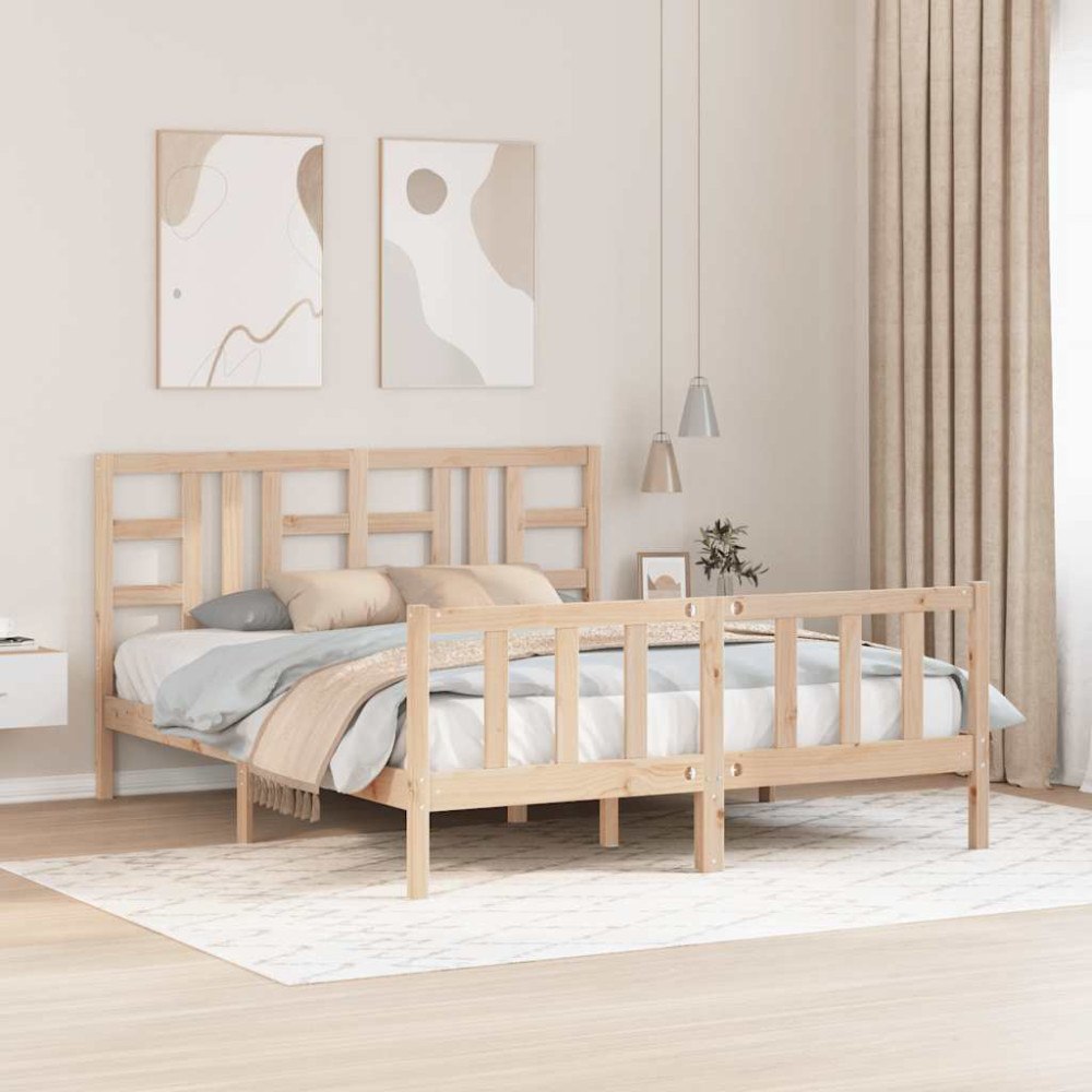 vidaXL Sängram utan madrass 160x200 cm massiv furu