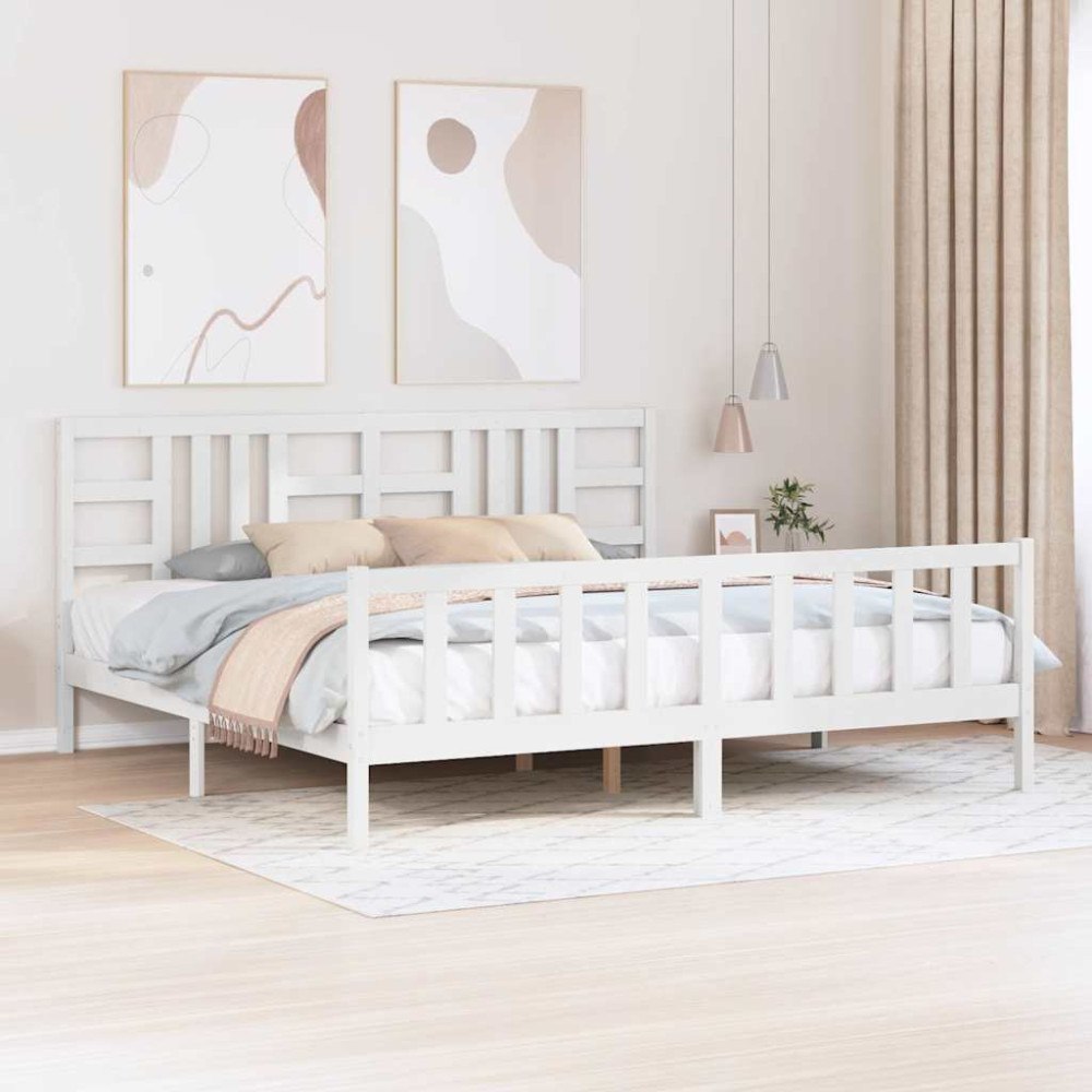 vidaXL Sängram utan madrass vit 200x200 cm massiv furu