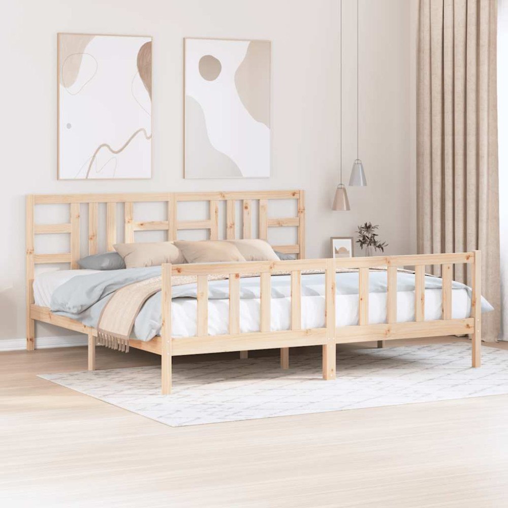 vidaXL Sängram utan madrass 200x200 cm massiv furu