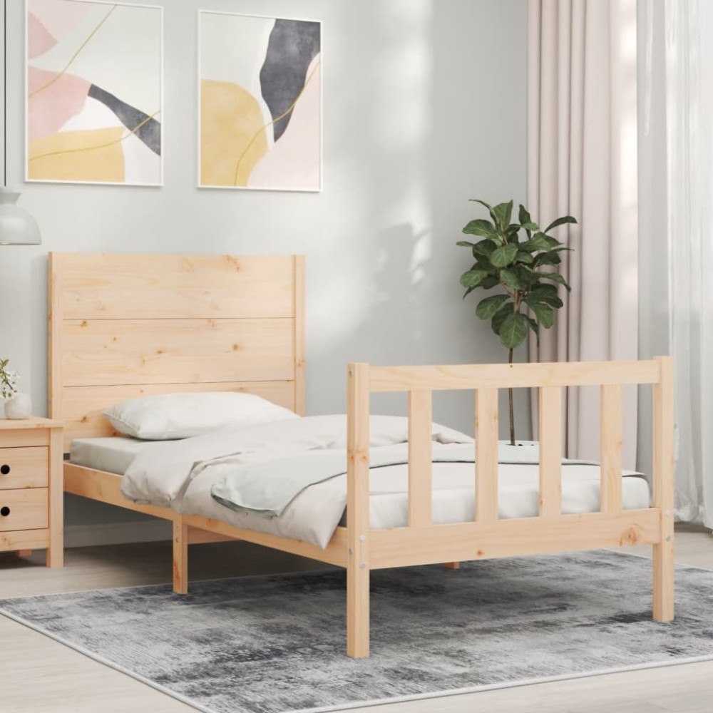 vidaXL Sängram utan madrass 90x200 cm massiv furu
